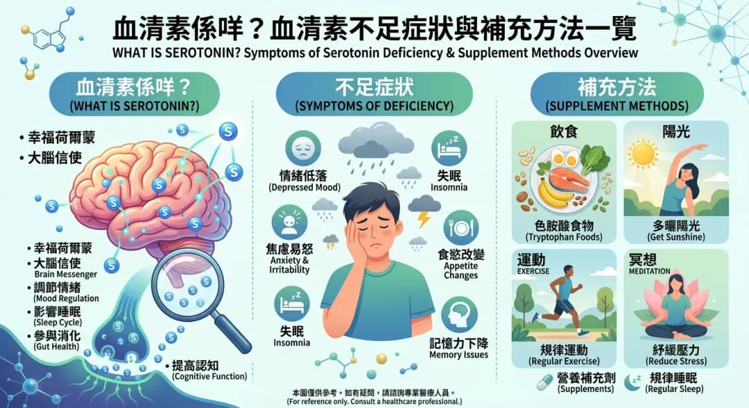 血清素係咩？點解會影響心情？一文睇清血清素不足症狀與補充方法