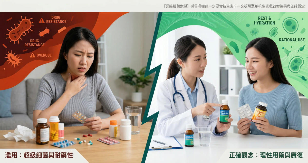 【超級細菌危機】感冒喉嚨痛一定要食抗生素？一文拆解濫用抗生素嘅致命後果與正確觀念